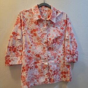 Denim Co Floral sz M Button-up Blouse